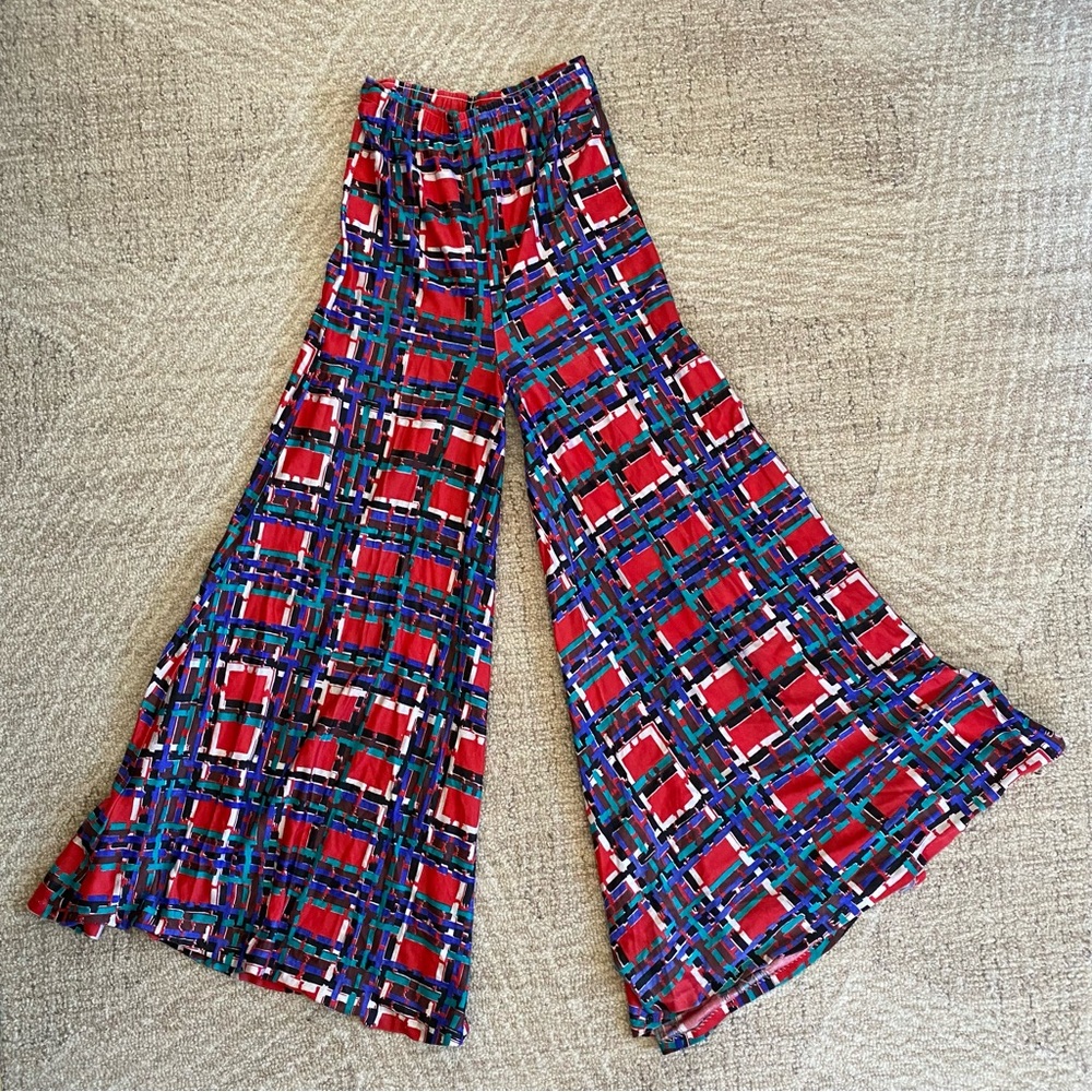 Wide Leg High Waist Plaid Bellbottoms